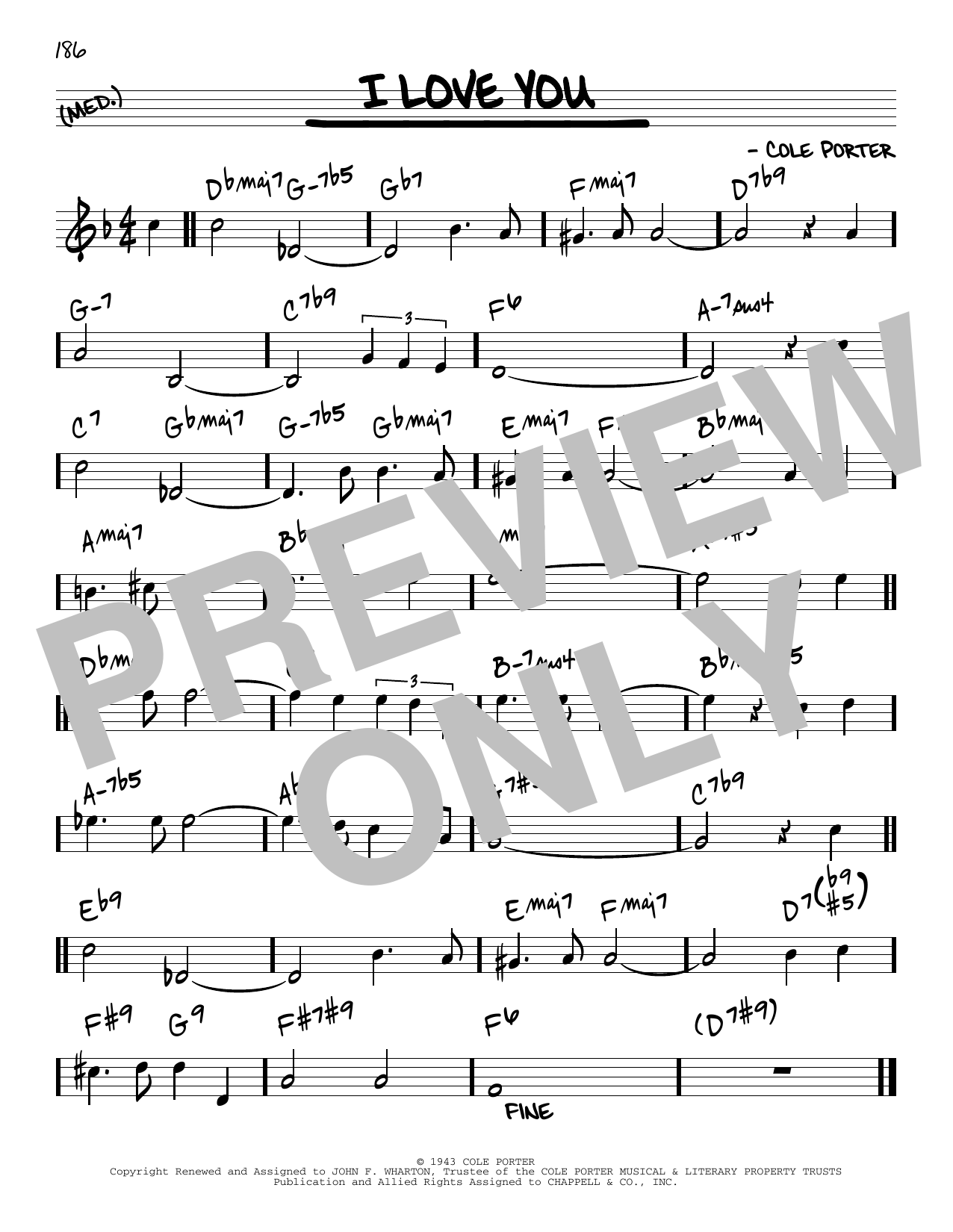 Cole Porter I Love You [Reharmonized version] (arr. Jack Grassel) Sheet Music Notes & Chords for Real Book – Melody & Chords - Download or Print PDF
