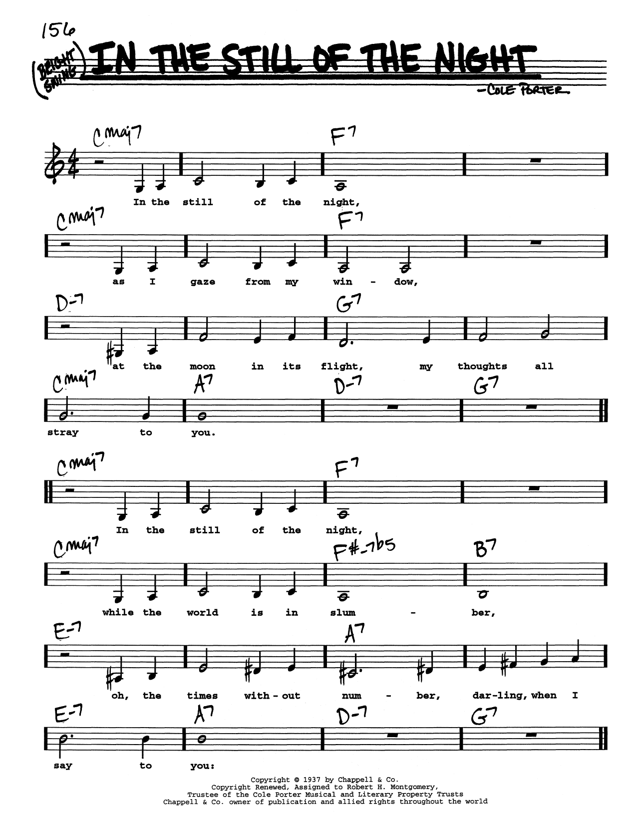 Cole Porter In The Still Of The Night (Low Voice) Sheet Music Notes & Chords for Real Book – Melody, Lyrics & Chords - Download or Print PDF