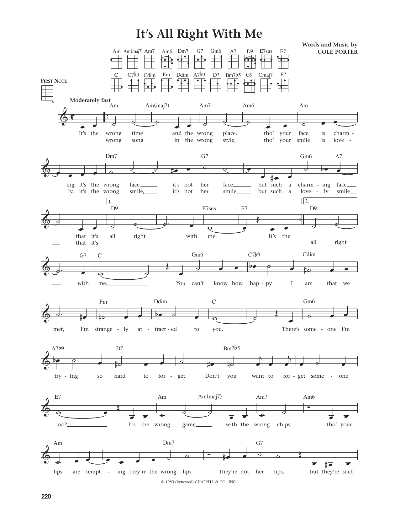 Cole Porter It's All Right With Me (from The Daily Ukulele) (arr. Jim Beloff) Sheet Music Notes & Chords for Ukulele - Download or Print PDF