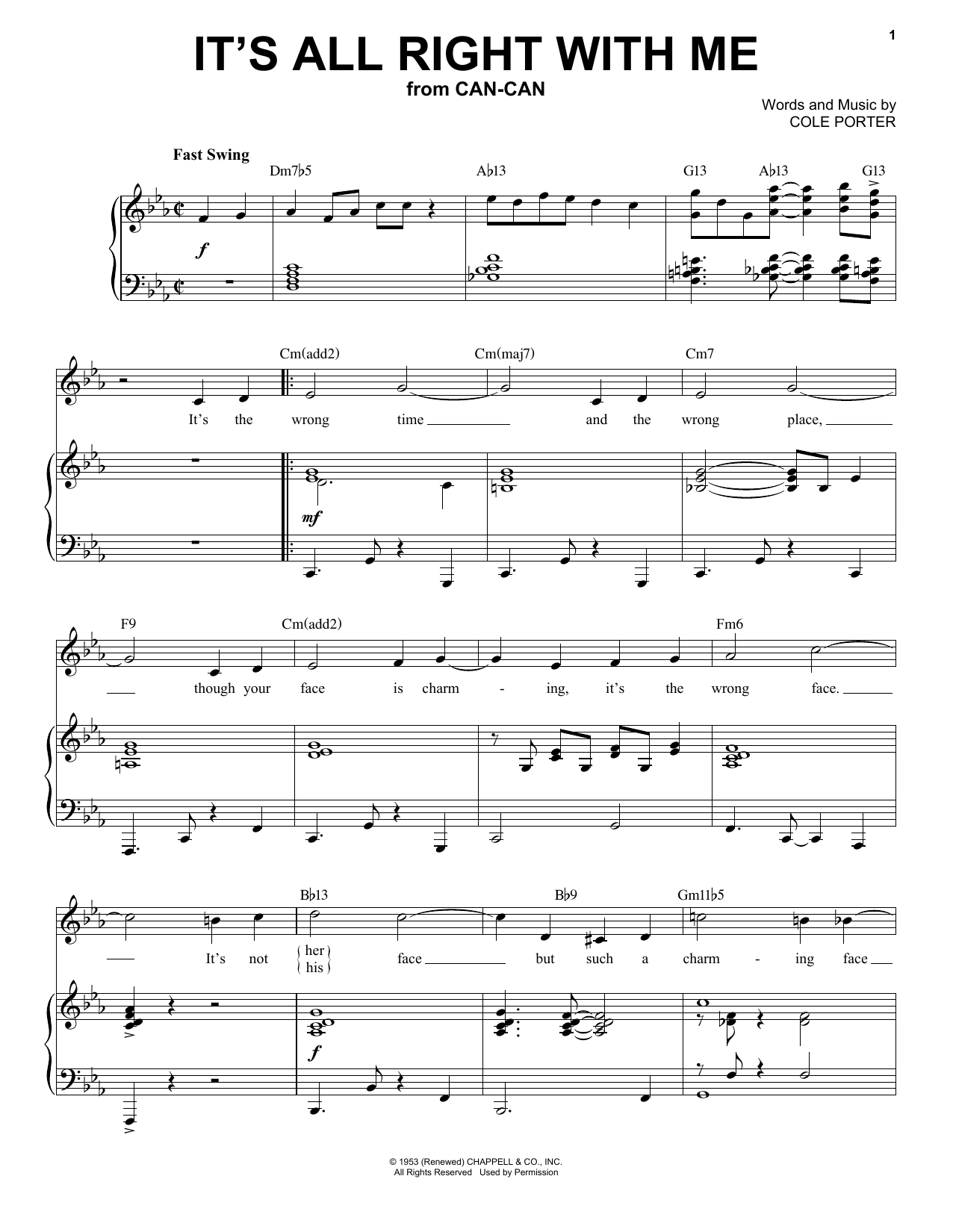 Cole Porter It's All Right With Me [Jazz version] (from Can-Can) (arr. Brent Edstrom) Sheet Music Notes & Chords for Piano & Vocal - Download or Print PDF