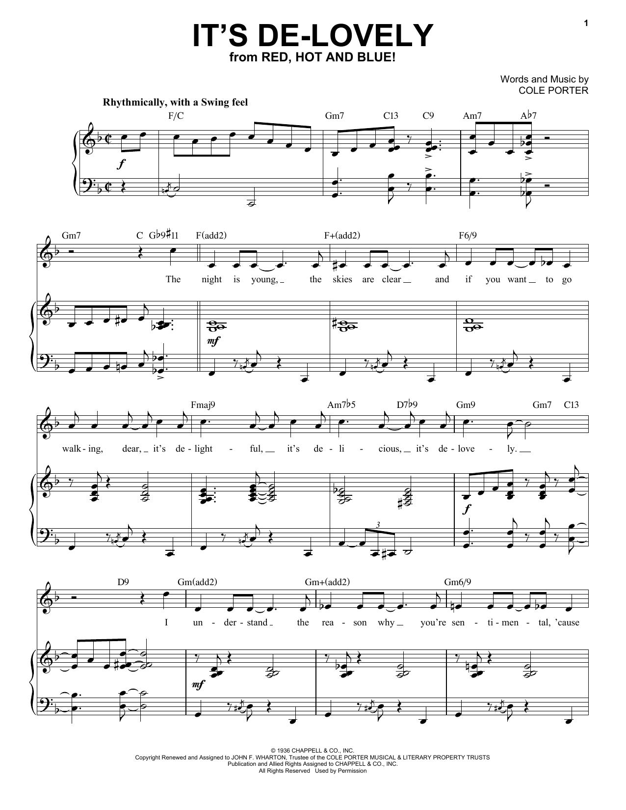Cole Porter It's De-Lovely [Jazz version] (from Red, Hot And Blue!) (arr. Brent Edstrom) Sheet Music Notes & Chords for Piano & Vocal - Download or Print PDF