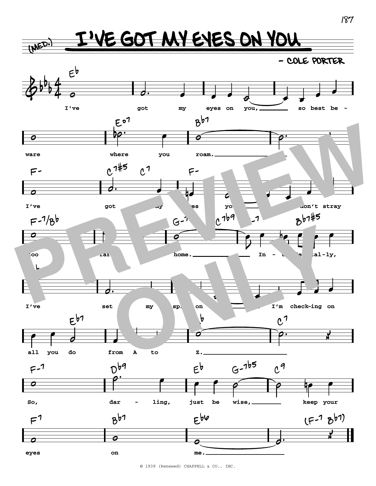 Cole Porter I've Got My Eyes On You (High Voice) Sheet Music Notes & Chords for Real Book – Melody, Lyrics & Chords - Download or Print PDF