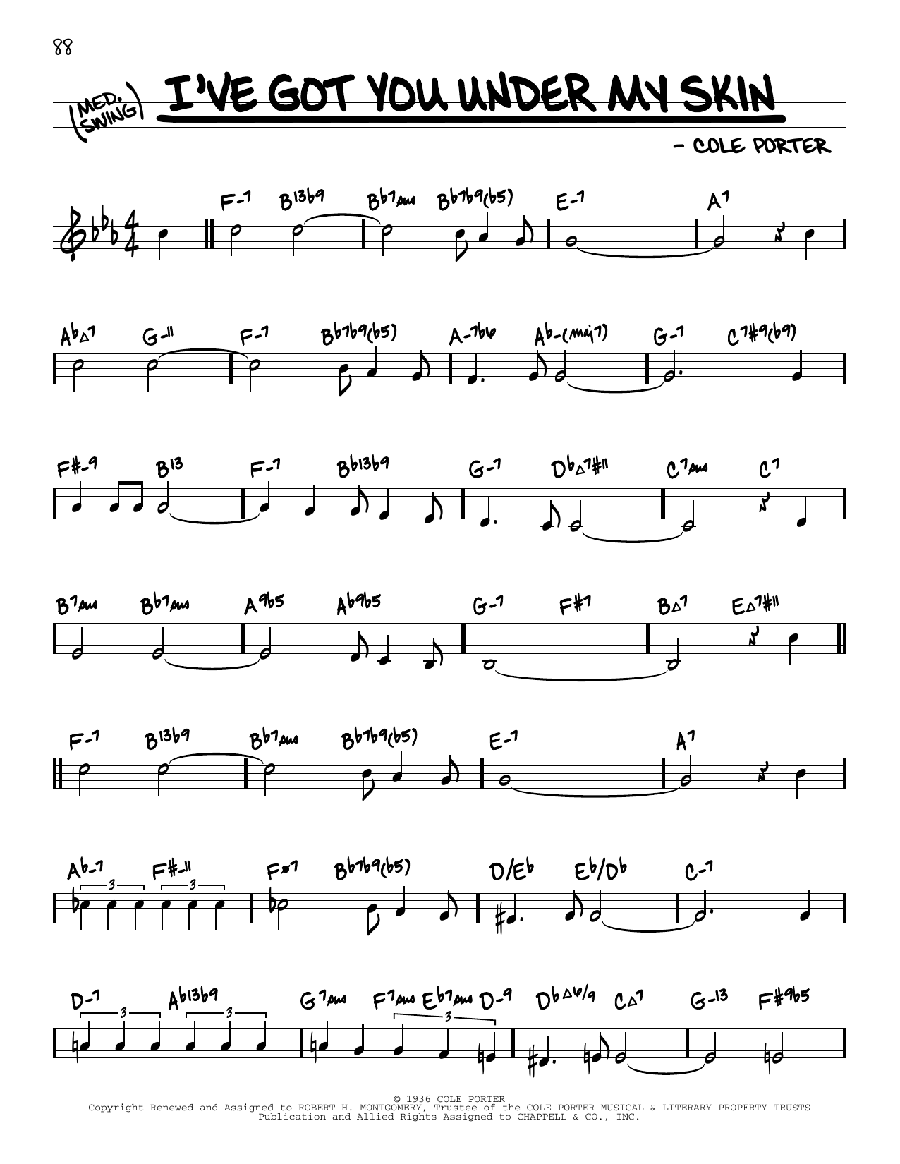 Cole Porter I've Got You Under My Skin (arr. David Hazeltine) Sheet Music Notes & Chords for Real Book – Enhanced Chords - Download or Print PDF