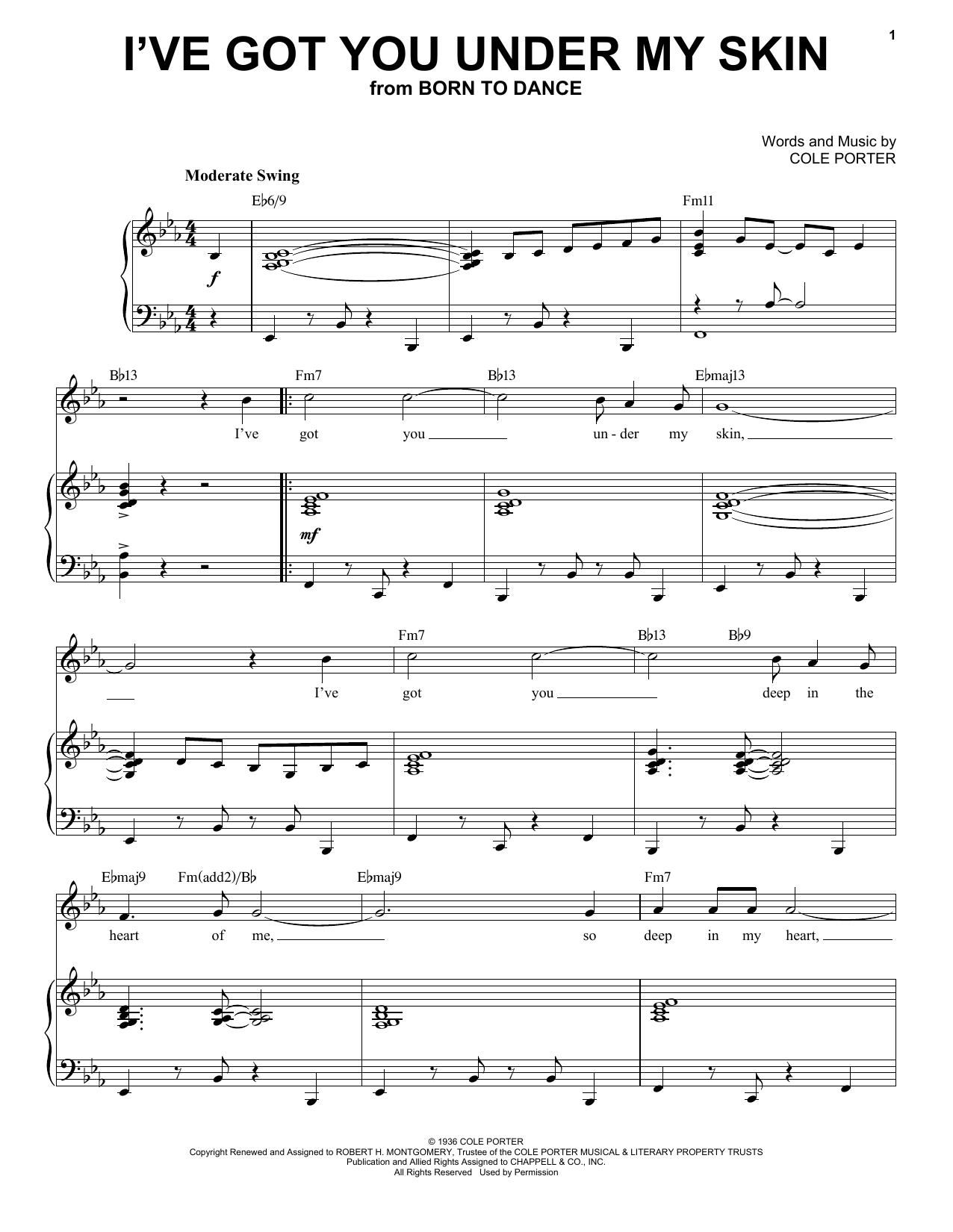 Cole Porter I've Got You Under My Skin [Jazz version] (from Born To Dance) (arr. Brent Edstrom) Sheet Music Notes & Chords for Piano & Vocal - Download or Print PDF