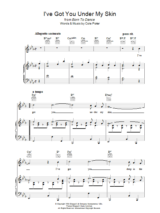 Cole Porter I've Got You Under My Skin Sheet Music Notes & Chords for Lead Sheet / Fake Book - Download or Print PDF