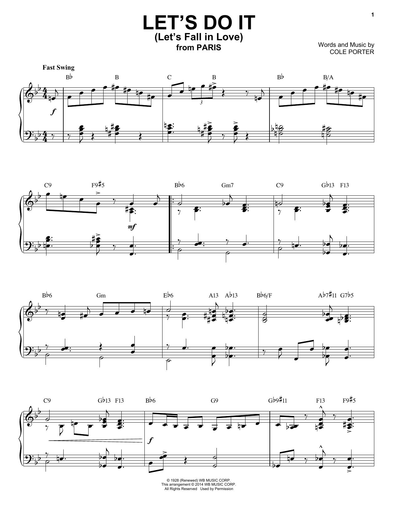 Cole Porter Let's Do It (Let's Fall In Love) [Jazz version] (arr. Brent Edstrom) Sheet Music Notes & Chords for Piano Solo - Download or Print PDF