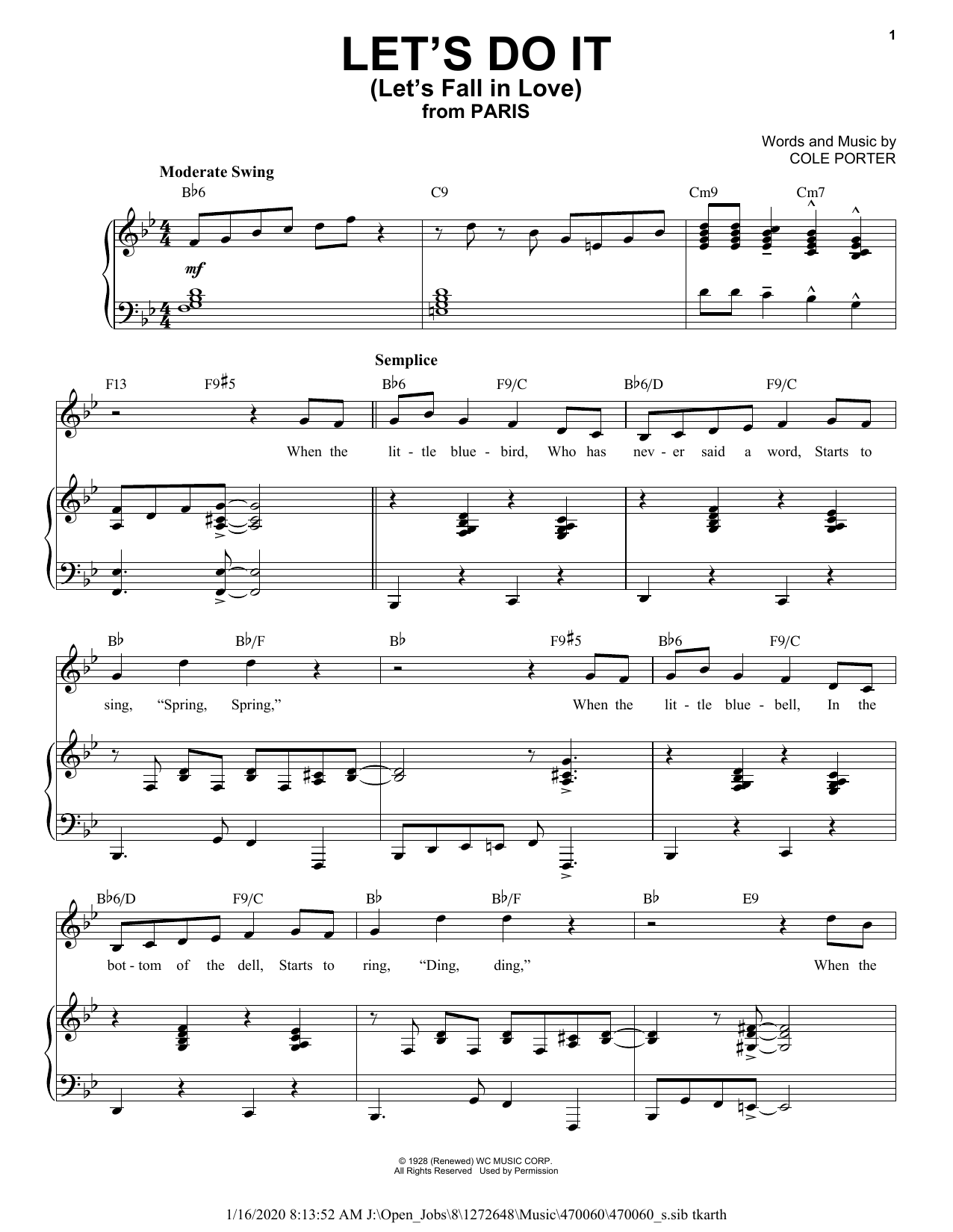 Cole Porter Let's Do It (Let's Fall In Love) [Jazz version] (from Paris) (arr. Brent Edstrom) Sheet Music Notes & Chords for Piano & Vocal - Download or Print PDF