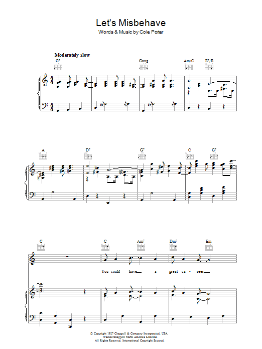 Cole Porter Let's Misbehave Sheet Music Notes & Chords for Piano, Vocal & Guitar (Right-Hand Melody) - Download or Print PDF