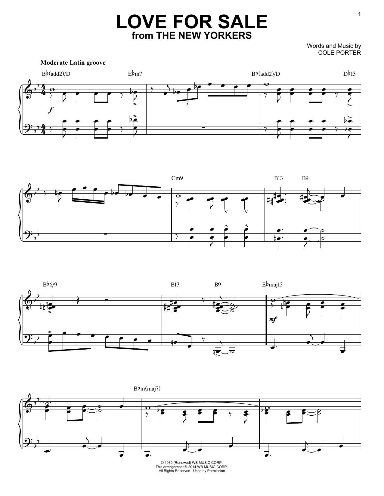 Cole Porter Love For Sale [Jazz version] (arr. Brent Edstrom) Sheet Music Notes & Chords for Piano - Download or Print PDF