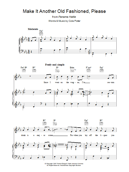 Cole Porter Make It Another Old Fashioned, Please Sheet Music Notes & Chords for Piano, Vocal & Guitar (Right-Hand Melody) - Download or Print PDF