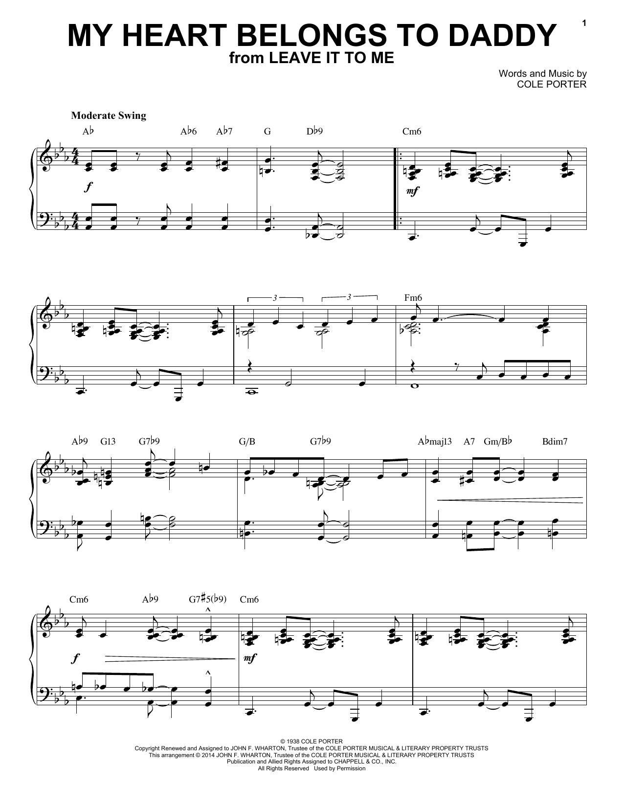 Cole Porter My Heart Belongs To Daddy [Jazz version] (arr. Brent Edstrom) Sheet Music Notes & Chords for Piano - Download or Print PDF