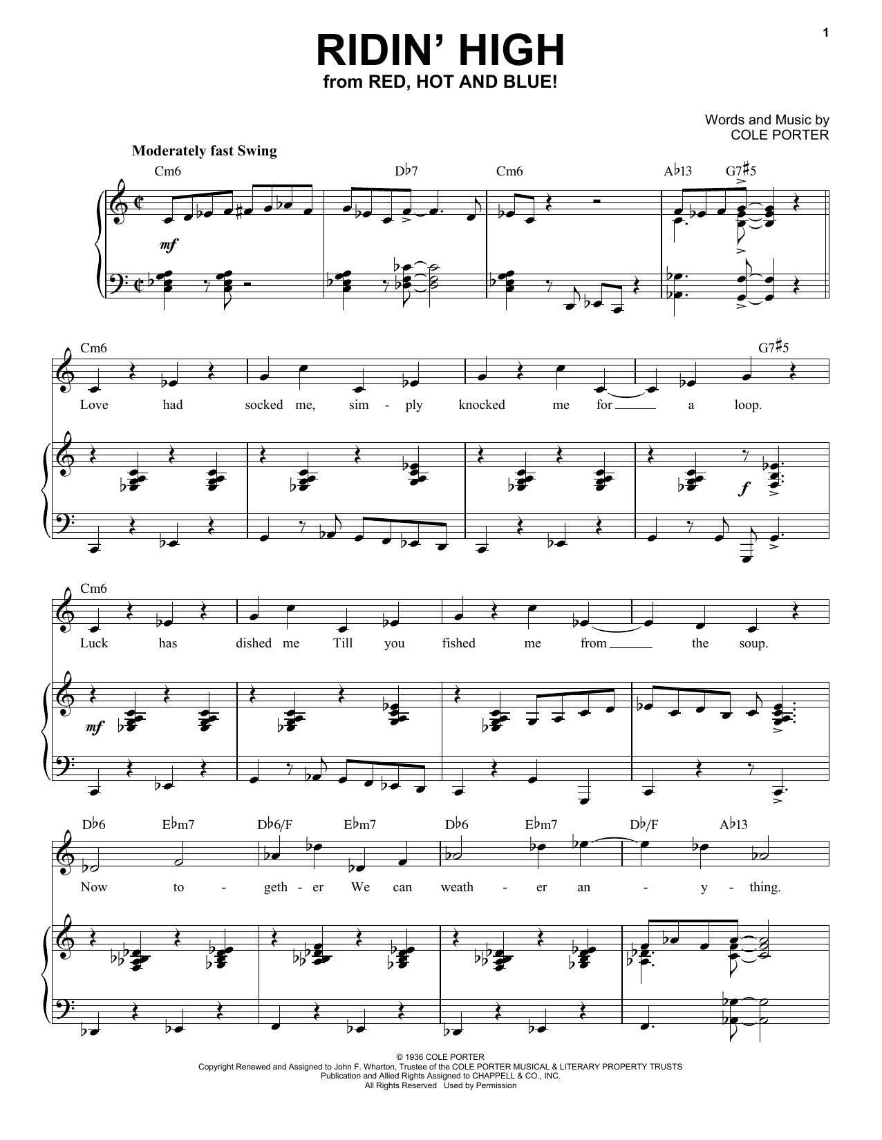 Cole Porter Ridin' High [Jazz version] (from Red, Hot And Blue!) (arr. Brent Edstrom) Sheet Music Notes & Chords for Piano & Vocal - Download or Print PDF