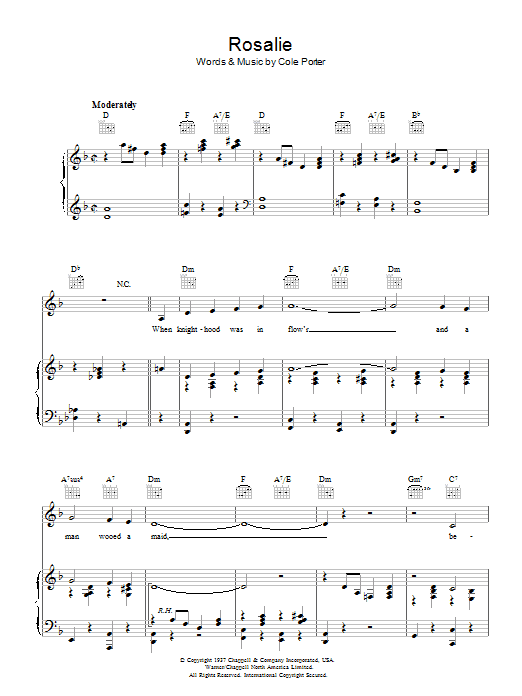 Cole Porter Rosalie Sheet Music Notes & Chords for Piano, Vocal & Guitar (Right-Hand Melody) - Download or Print PDF