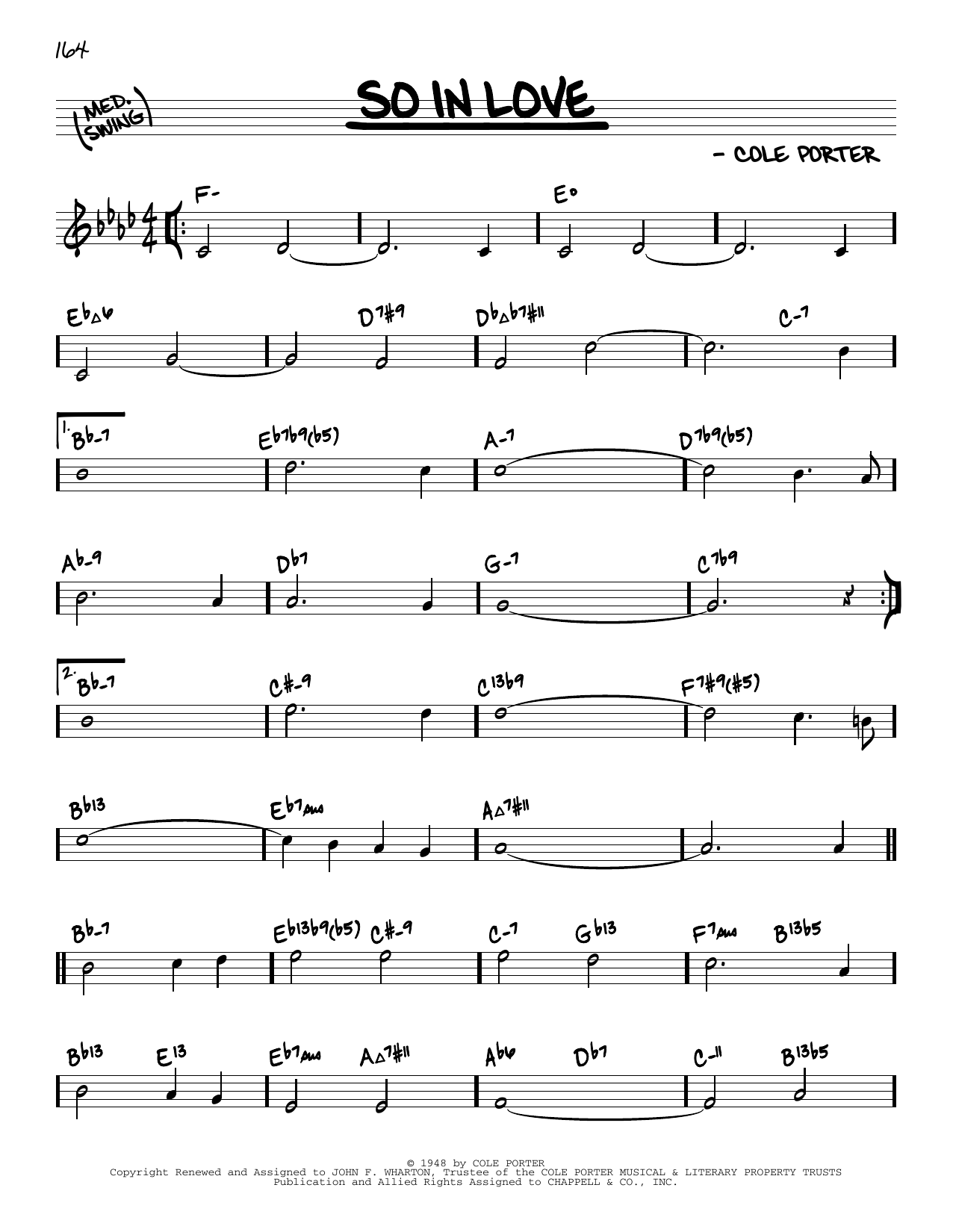 Cole Porter So In Love (arr. David Hazeltine) Sheet Music Notes & Chords for Real Book – Enhanced Chords - Download or Print PDF
