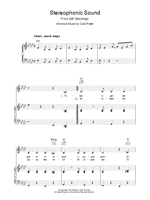 Cole Porter Stereophonic Sound Sheet Music Notes & Chords for Piano, Vocal & Guitar (Right-Hand Melody) - Download or Print PDF