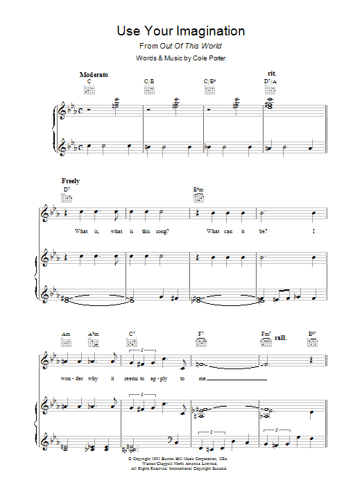 Cole Porter Use Your Imagination Sheet Music Notes & Chords for Piano, Vocal & Guitar (Right-Hand Melody) - Download or Print PDF