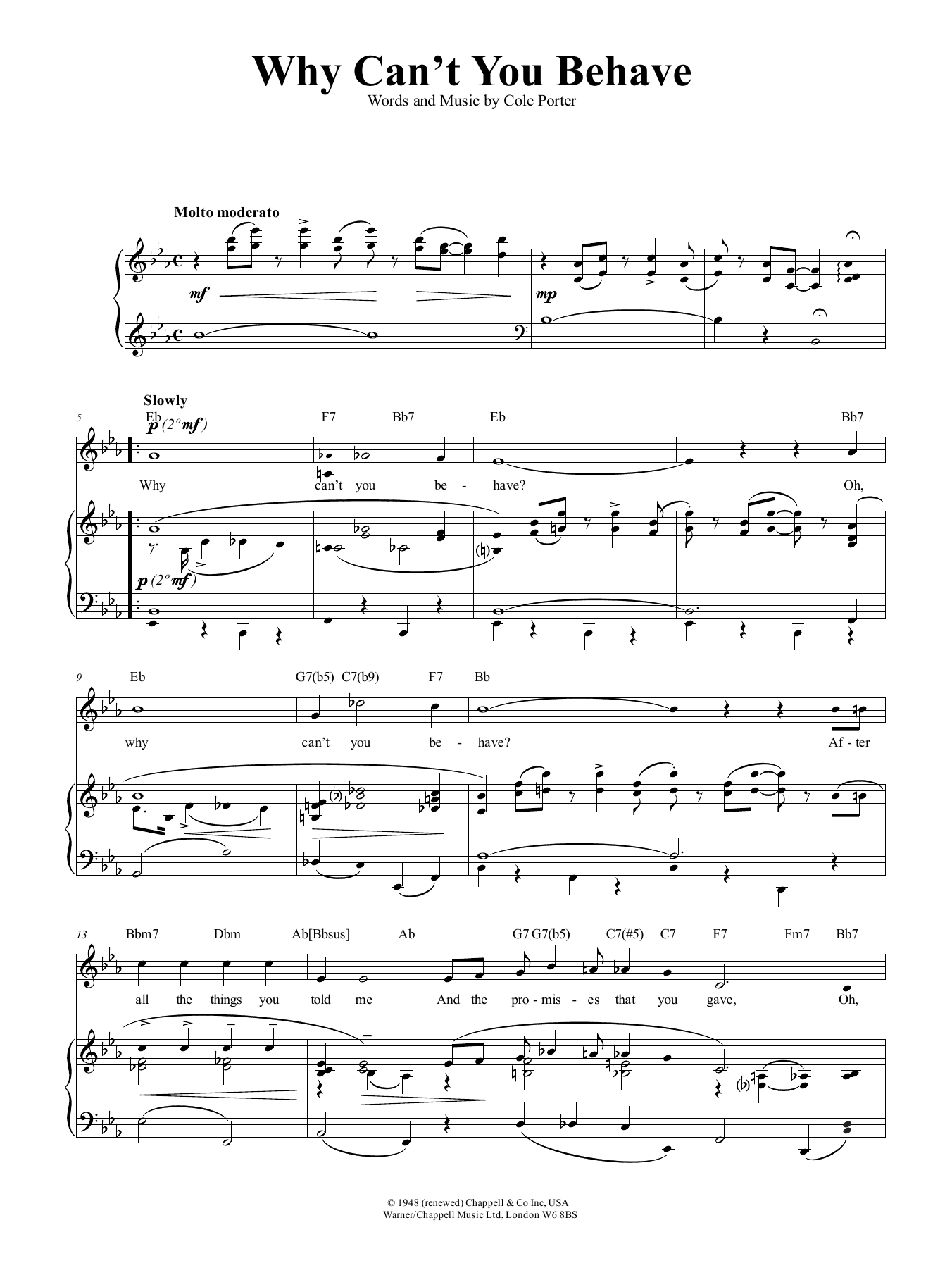 Cole Porter Why Can't You Behave? (from Kiss Me, Kate) Sheet Music Notes & Chords for Real Book – Melody & Chords - Download or Print PDF