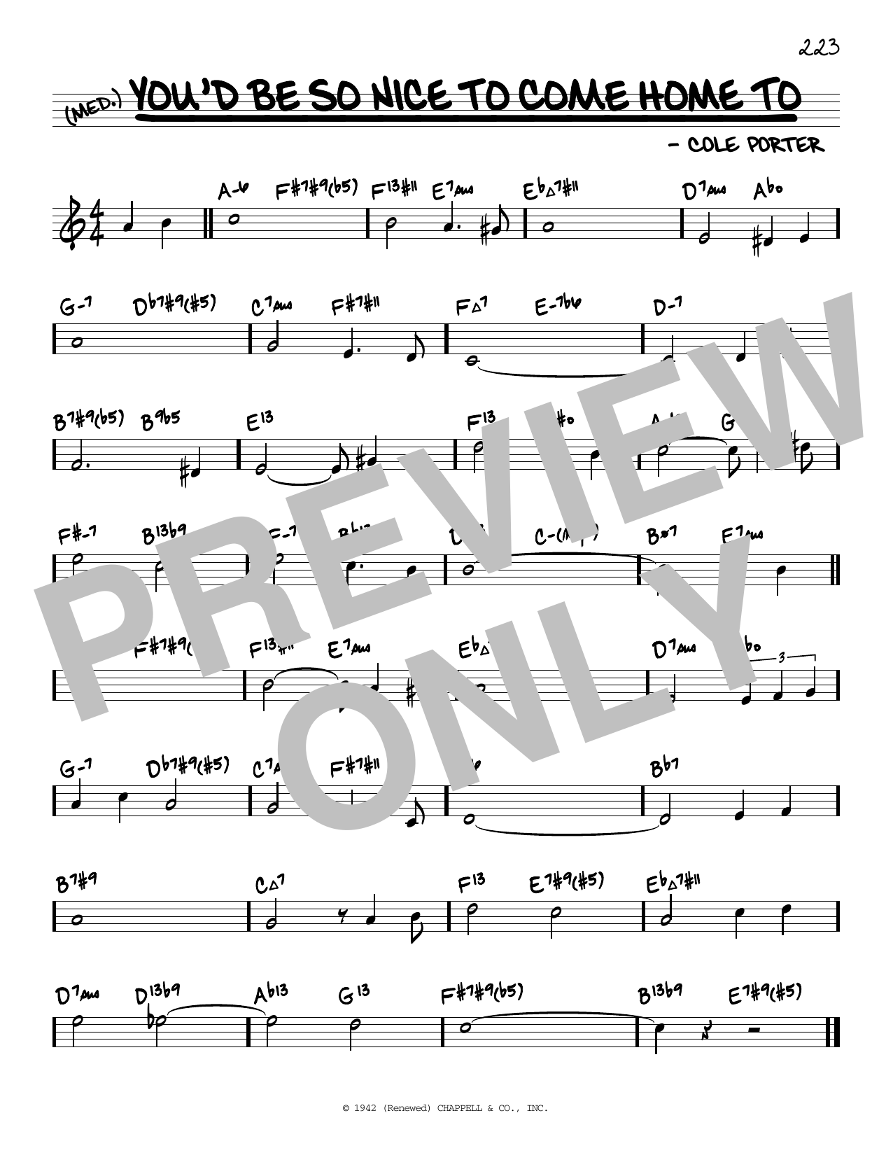 Cole Porter You'd Be So Nice To Come Home To (arr. David Hazeltine) Sheet Music Notes & Chords for Real Book – Enhanced Chords - Download or Print PDF