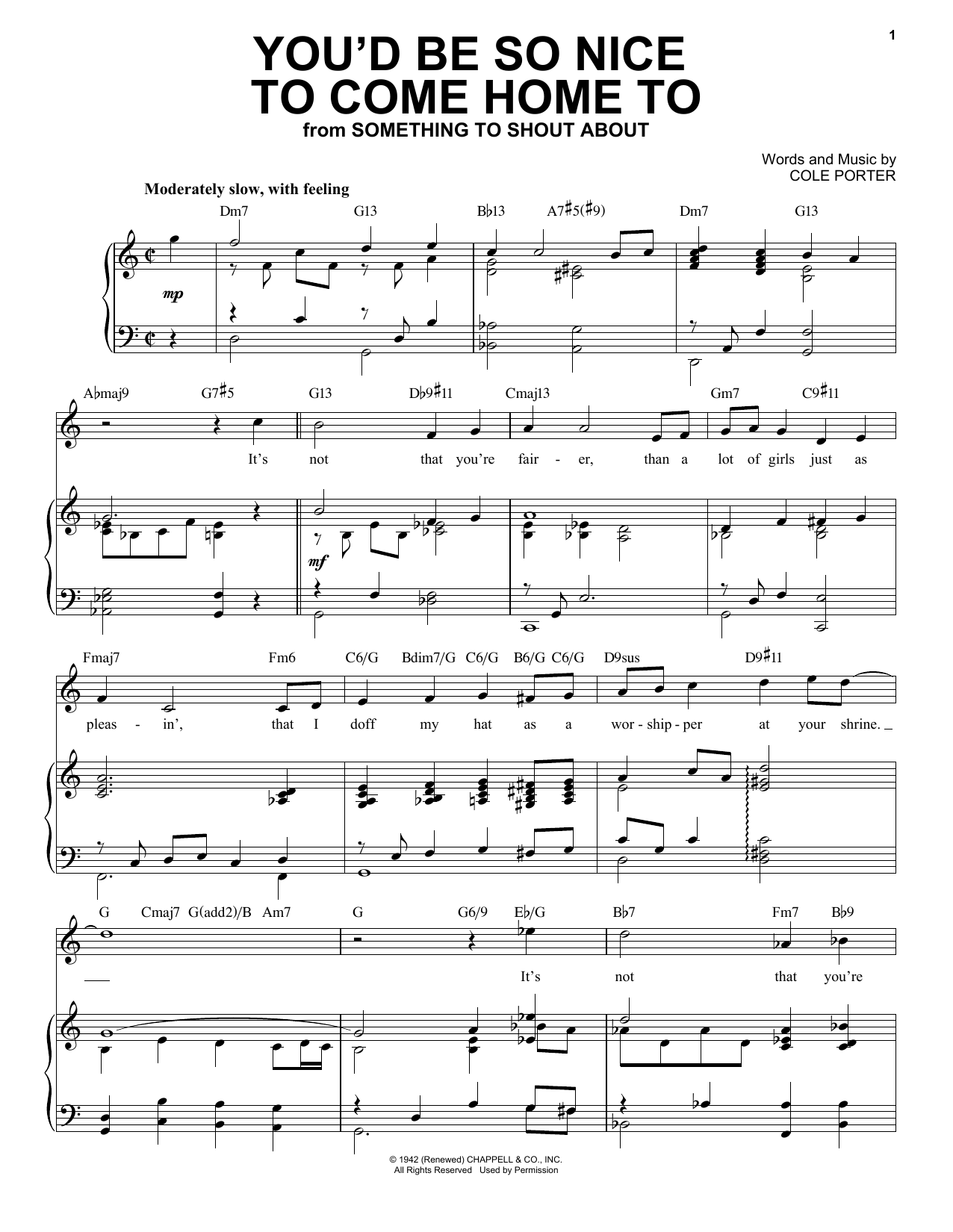 Cole Porter You'd Be So Nice To Come Home To [Jazz version] (from Something To Shout About) (arr. Brent Edstrom) Sheet Music Notes & Chords for Piano & Vocal - Download or Print PDF