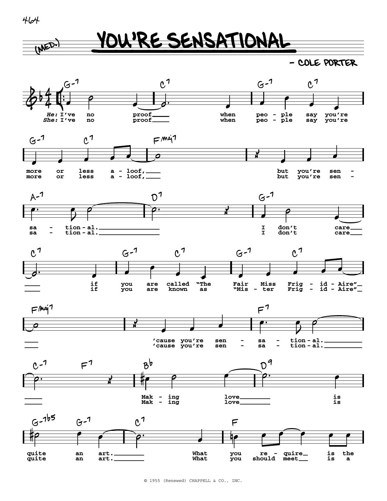 Cole Porter You're Sensational (High Voice) (from High Society) Sheet Music Notes & Chords for Real Book – Melody, Lyrics & Chords - Download or Print PDF