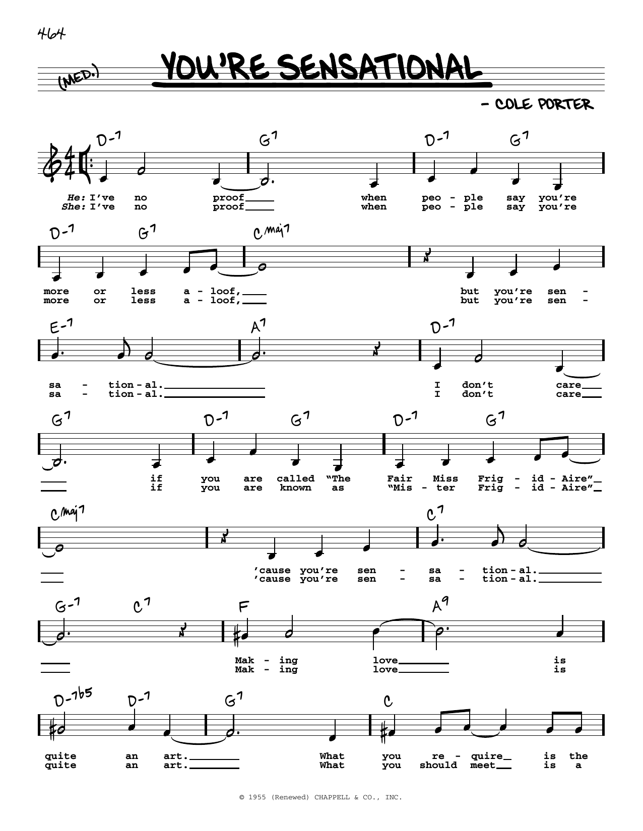 Cole Porter You're Sensational (Low Voice) Sheet Music Notes & Chords for Real Book – Melody, Lyrics & Chords - Download or Print PDF