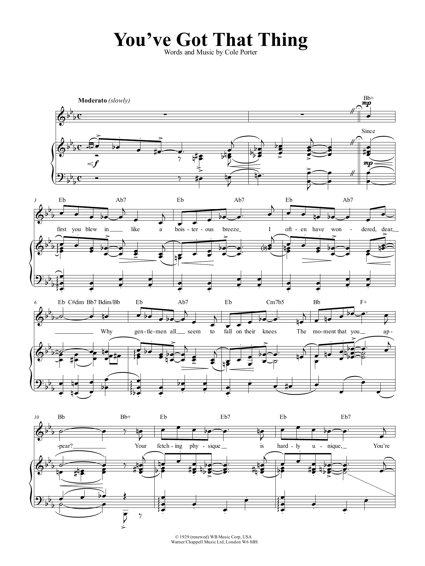 Cole Porter You've Got That Thing Sheet Music Notes & Chords for Piano, Vocal & Guitar (Right-Hand Melody) - Download or Print PDF