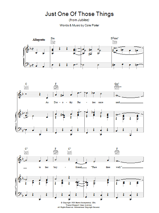 Preview Cole Porter Just One Of Those Things Jazz sheet music, notes and chords for Piano Transcription, SKU: 190858 Just One Of Those Things sheet music
