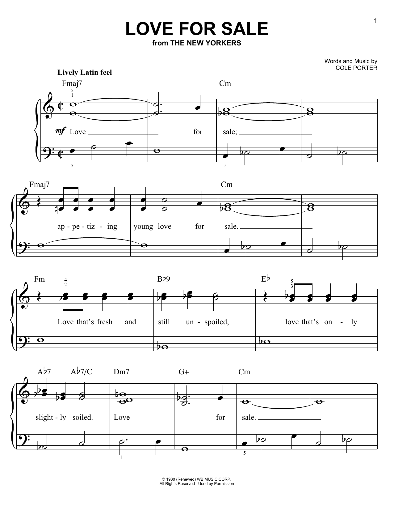 Cole Porter Love For Sale Sheet Music Download Pdf Score
