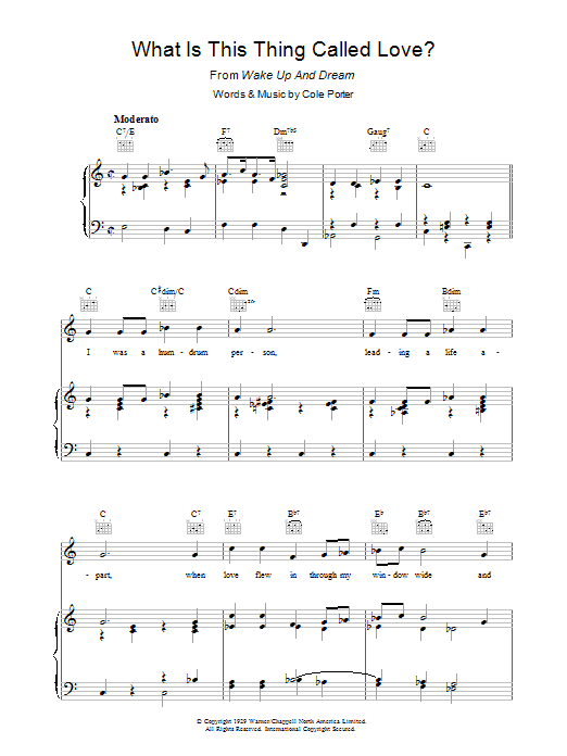 Preview Cole Porter What Is This Thing Called Love? Jazz sheet music, notes and chords for Piano, Vocal & Guitar (Right-Hand Melody), SKU: 38106 What Is This Thing Called Love? sheet music