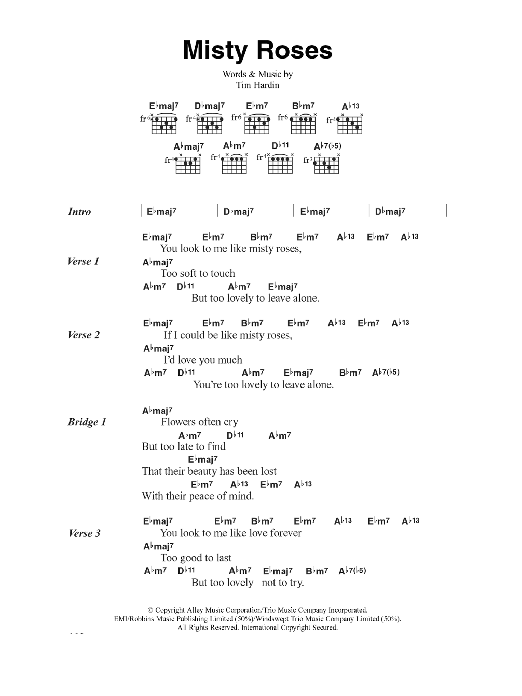 Colin Blunstone Misty Roses Sheet Music Notes & Chords for Lyrics & Chords - Download or Print PDF