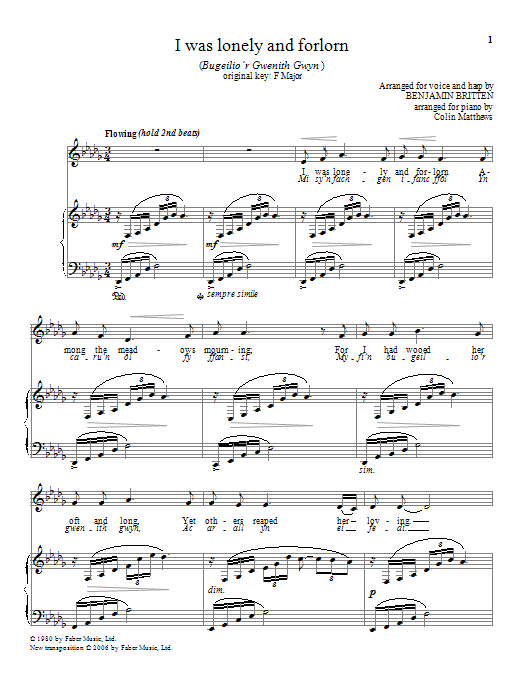 Colin Matthews I was lonely and forlorn Sheet Music Notes & Chords for Piano & Vocal - Download or Print PDF Colin Matthews I was lonely and forlorn Sheet Music Notes & Chords for Piano & Vocal - Download or Print PDF