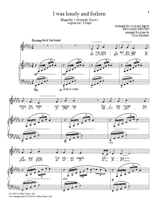Colin Matthews I was lonely and forlorn Sheet Music Notes & Chords for Piano & Vocal - Download or Print PDF
