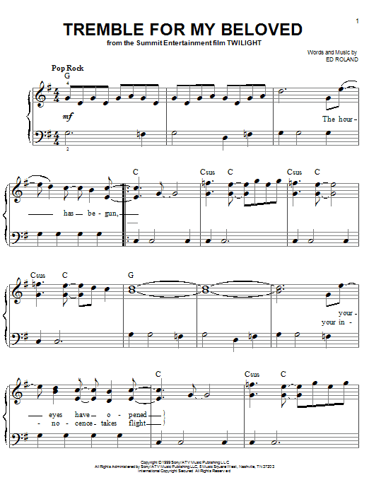 Collective Soul Tremble For My Beloved Sheet Music Notes & Chords for Piano Duet - Download or Print PDF