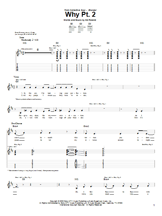 Collective Soul Why Pt. 2 Sheet Music Notes & Chords for Guitar Tab - Download or Print PDF