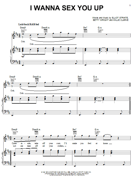 Color Me Badd I Wanna Sex You Up Sheet Music Notes & Chords for Piano, Vocal & Guitar (Right-Hand Melody) - Download or Print PDF Color Me Badd I Wanna Sex You Up Sheet Music Notes & Chords for Piano, Vocal & Guitar (Right-Hand Melody) - Download or Print PDF