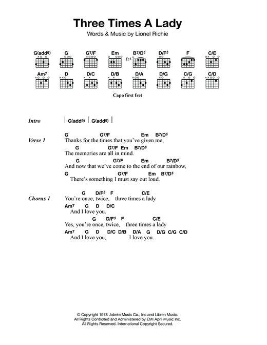 Commodores Three Times A Lady Sheet Music Download Pdf Score 1157