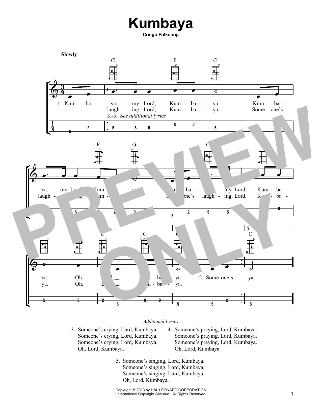 Congo Folksong Kumbaya (arr. Bobby Westfall) Sheet Music Notes & Chords for Mandolin - Download or Print PDF