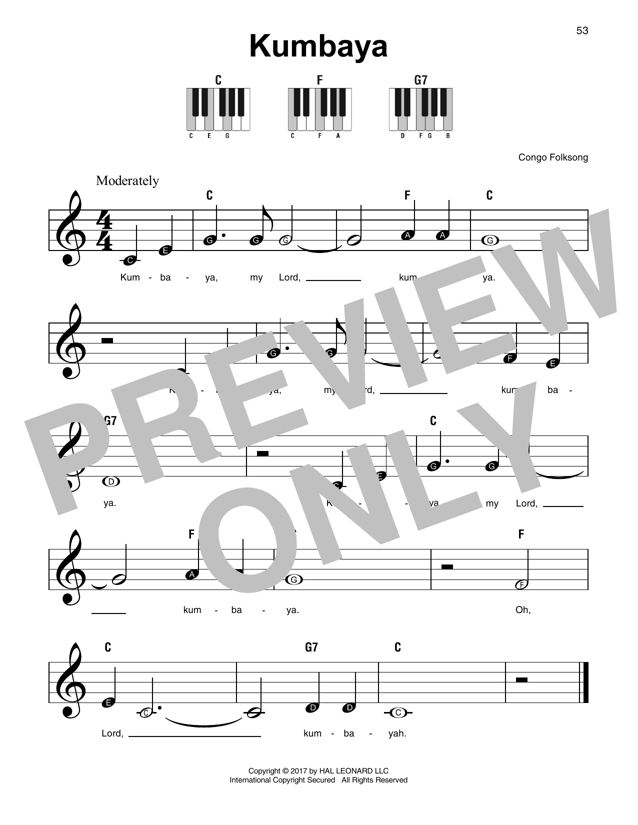 Congan Folksong Kumbaya Sheet Music Notes & Chords for SPREP - Download or Print PDF