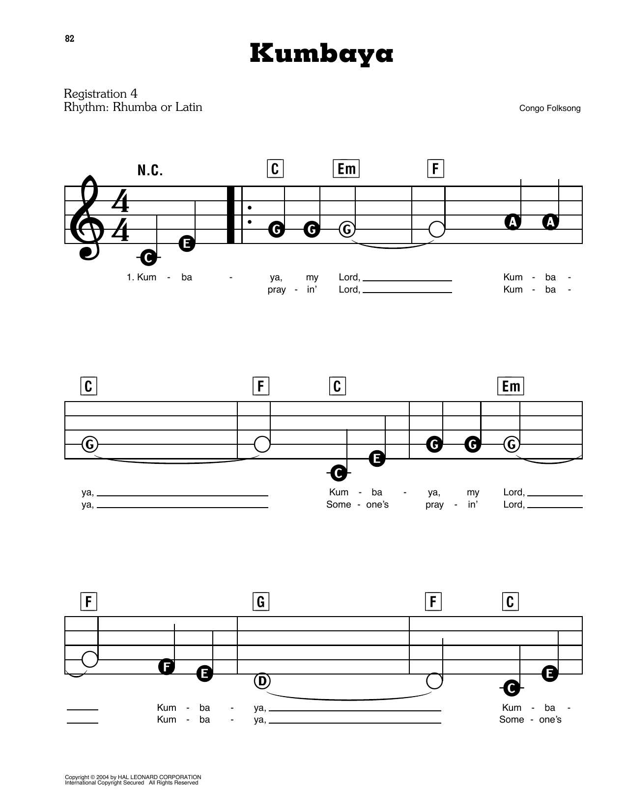 Kumbaya sheet music