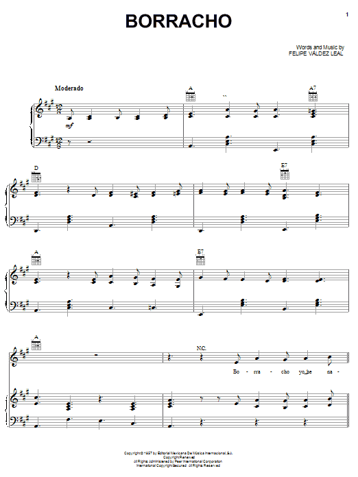 Conjunto Primavera Borracho Sheet Music Notes & Chords for Piano, Vocal & Guitar (Right-Hand Melody) - Download or Print PDF Conjunto Primavera Borracho Sheet Music Notes & Chords for Piano, Vocal & Guitar (Right-Hand Melody) - Download or Print PDF