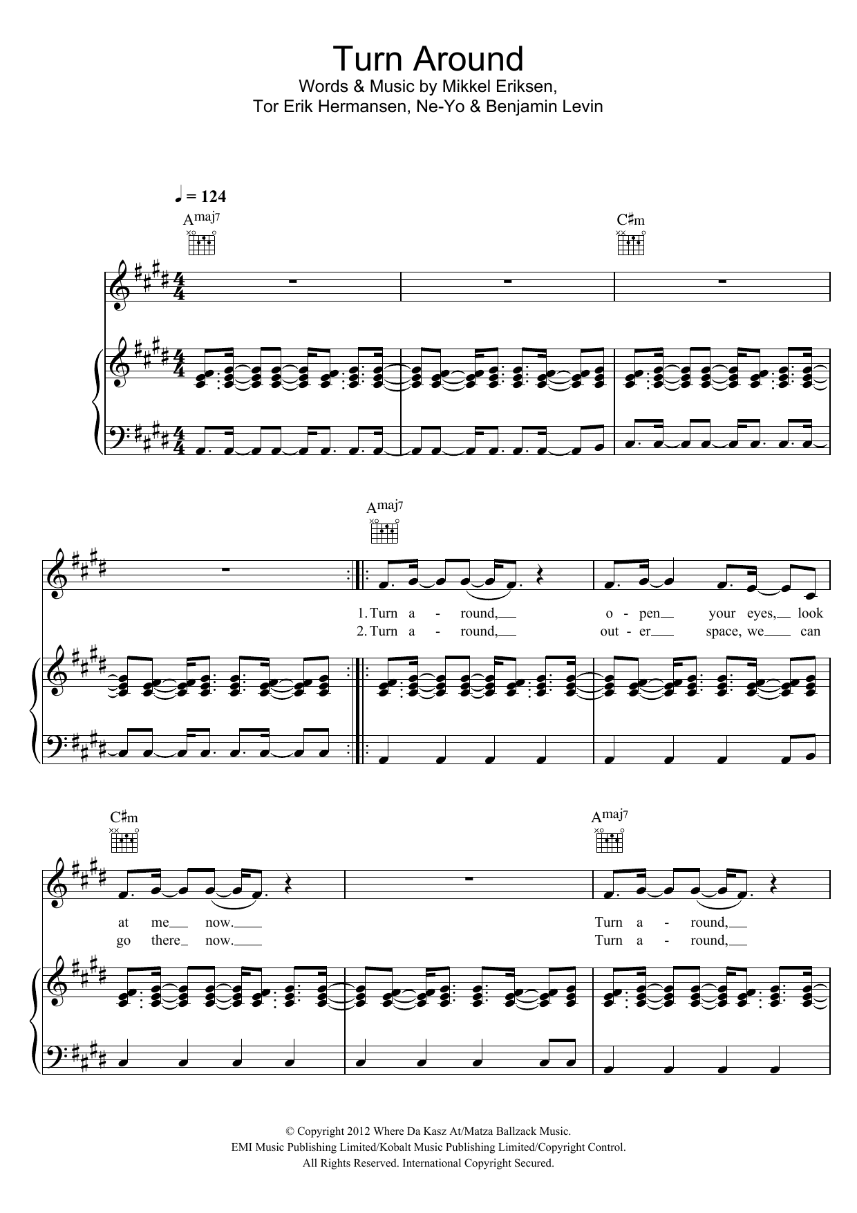 Conor Maynard Turn Around (featuring Ne-Yo) Sheet Music Notes & Chords for Piano, Vocal & Guitar - Download or Print PDF