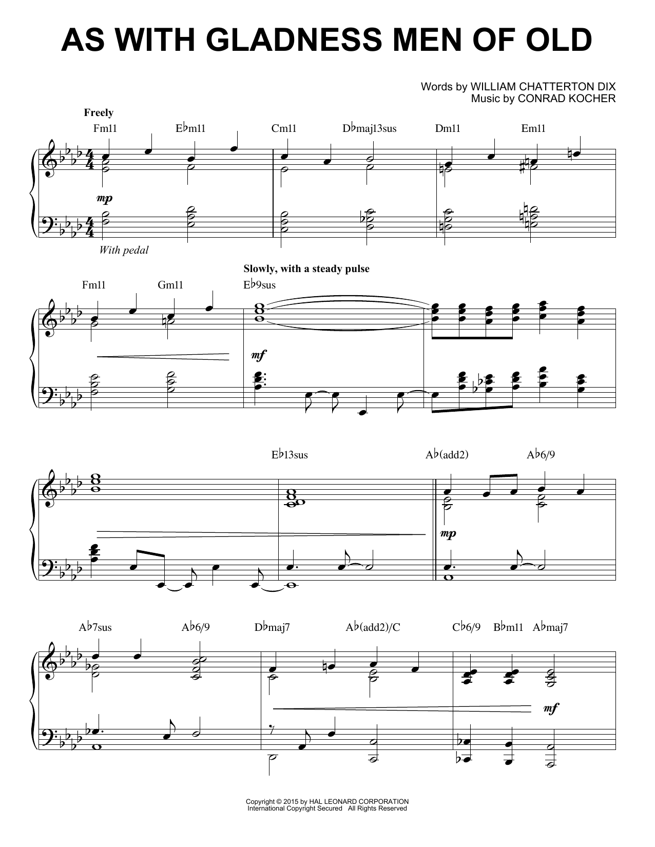 Conrad Kocher As With Gladness Men Of Old [Jazz version] Sheet Music Notes & Chords for Piano - Download or Print PDF