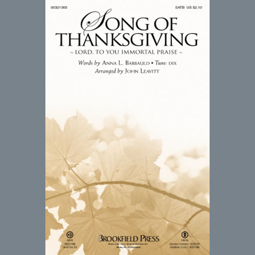 Conrad Kocher, Song Of Thanksgiving (arr. John Leavitt), SATB Choir