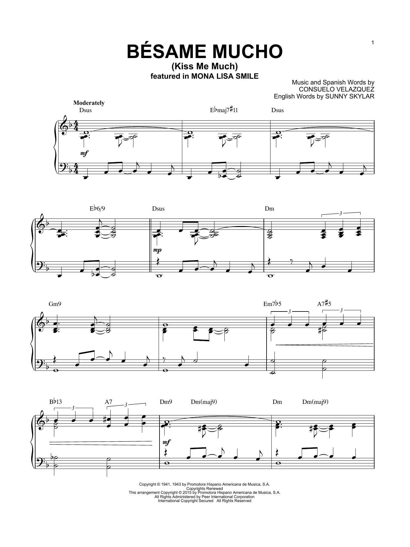 Consuelo Velazquez Bésame Mucho (Kiss Me Much) [Jazz version] (arr. Brent Edstrom) Sheet Music Notes & Chords for Piano - Download or Print PDF