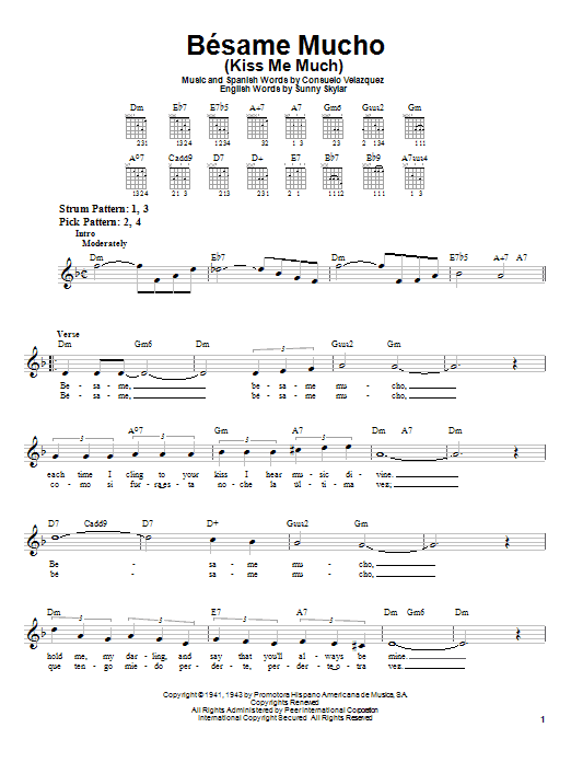 Consuelo Velazquez Besame Mucho (Kiss Me Much) Sheet Music Notes & Chords for Alto Saxophone - Download or Print PDF