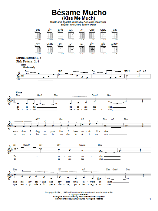 Consuelo Velazquez Bésame Mucho (Kiss Me Much) Sheet Music Notes & Chords for Ukulele - Download or Print PDF