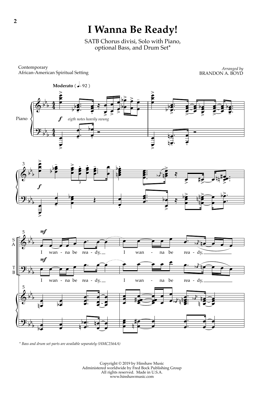 Contemporary African-American Spiritual Setting I Wanna Be Ready! (arr. Brandon A. Boyd) Sheet Music Notes & Chords for SATB Choir - Download or Print PDF
