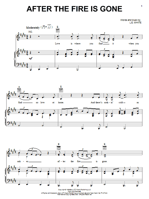 Conway Twitty & Loretta Lynn After The Fire Is Gone Sheet Music Notes & Chords for Piano, Vocal & Guitar (Right-Hand Melody) - Download or Print PDF