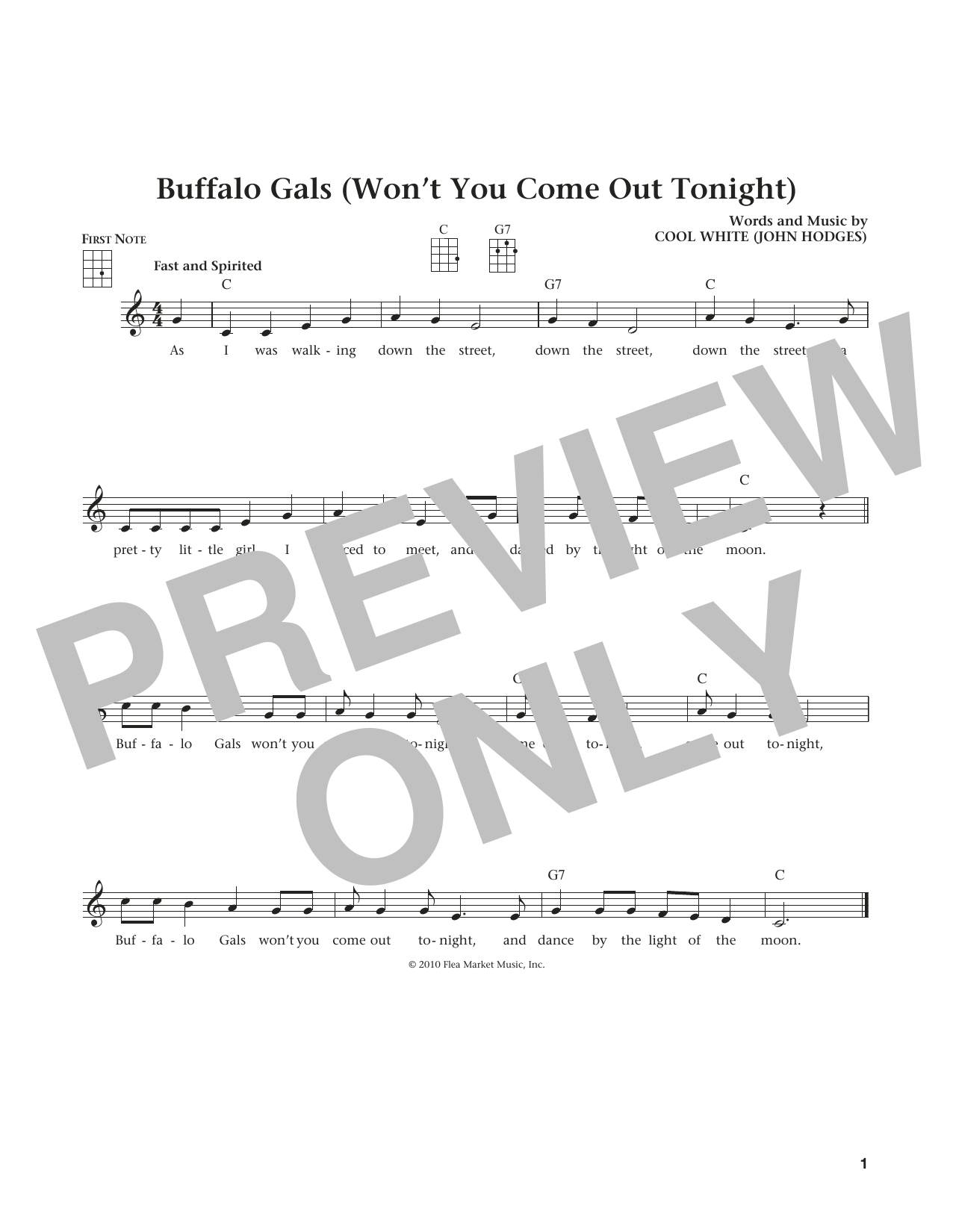 Cool White (John Hodges) Buffalo Gals (Won't You Come Out Tonight?) (from The Daily Ukulele) (arr. Liz and Jim Beloff) Sheet Music Notes & Chords for Ukulele - Download or Print PDF