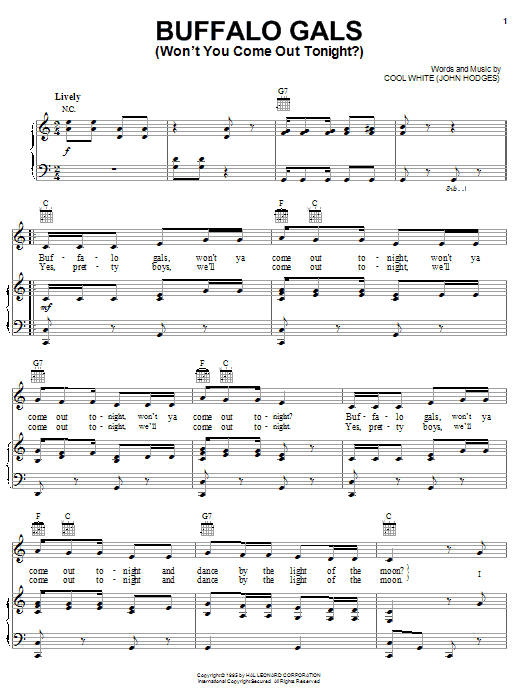 Preview Cool White Buffalo Gals (Won't You Come Out Tonight?) Children sheet music, notes and chords for Ukulele, SKU: 81456 Buffalo Gals (Won't You Come Out Tonight?) sheet music
